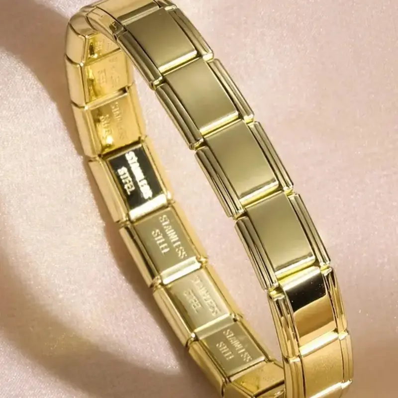 Stainless Steel Minimalist Bracelet, Elastic Italian Charm Modular Bracelet for Daily Use, Delicate Women's Jewelry Gift, Trendy Stackable Bracelets, Durable Metal Bracelet, Link Bracelets, Adjustable Bracelet, High Quality Bracelet