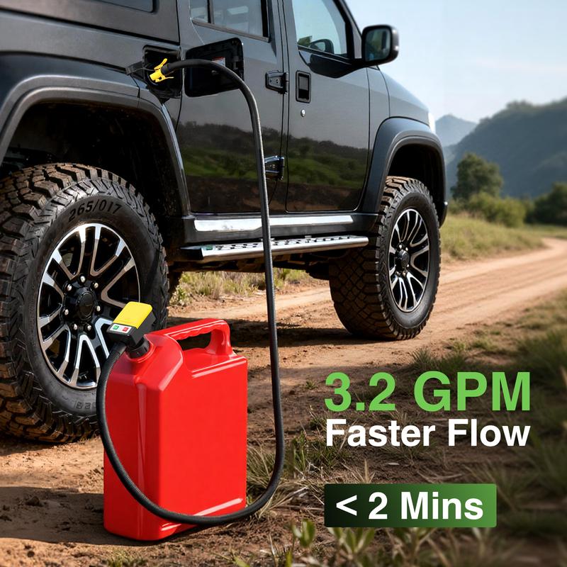TaskStar Portable Fuel Transfer Pump 3.2 GPM- Auto-stop & Overfill Protection, Battery-Powered with 4 Adapters (Gas/Diesel/Oil/Water)