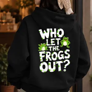 Who Let The Frogs Out Hoodie  Men Women Kids Green Frog Lover T-Shirt