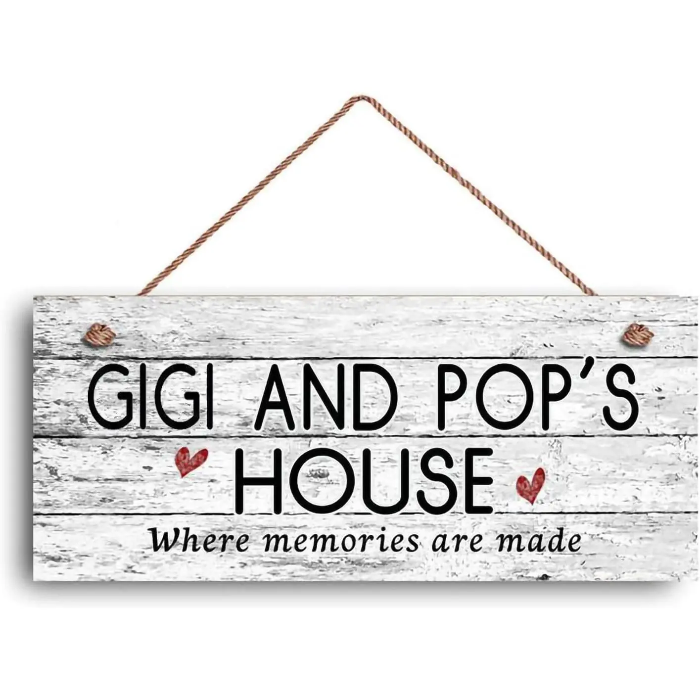 【Summer Sale Deals】Gigi and Pop's House Wooden Sign, Where Memories Are Made Rustic Wall Decor, Grandparents Home Hanging Plaque, Farmhouse Style Door Sign for Front Porch, Living Room, Home Decoration Gift12x8inch