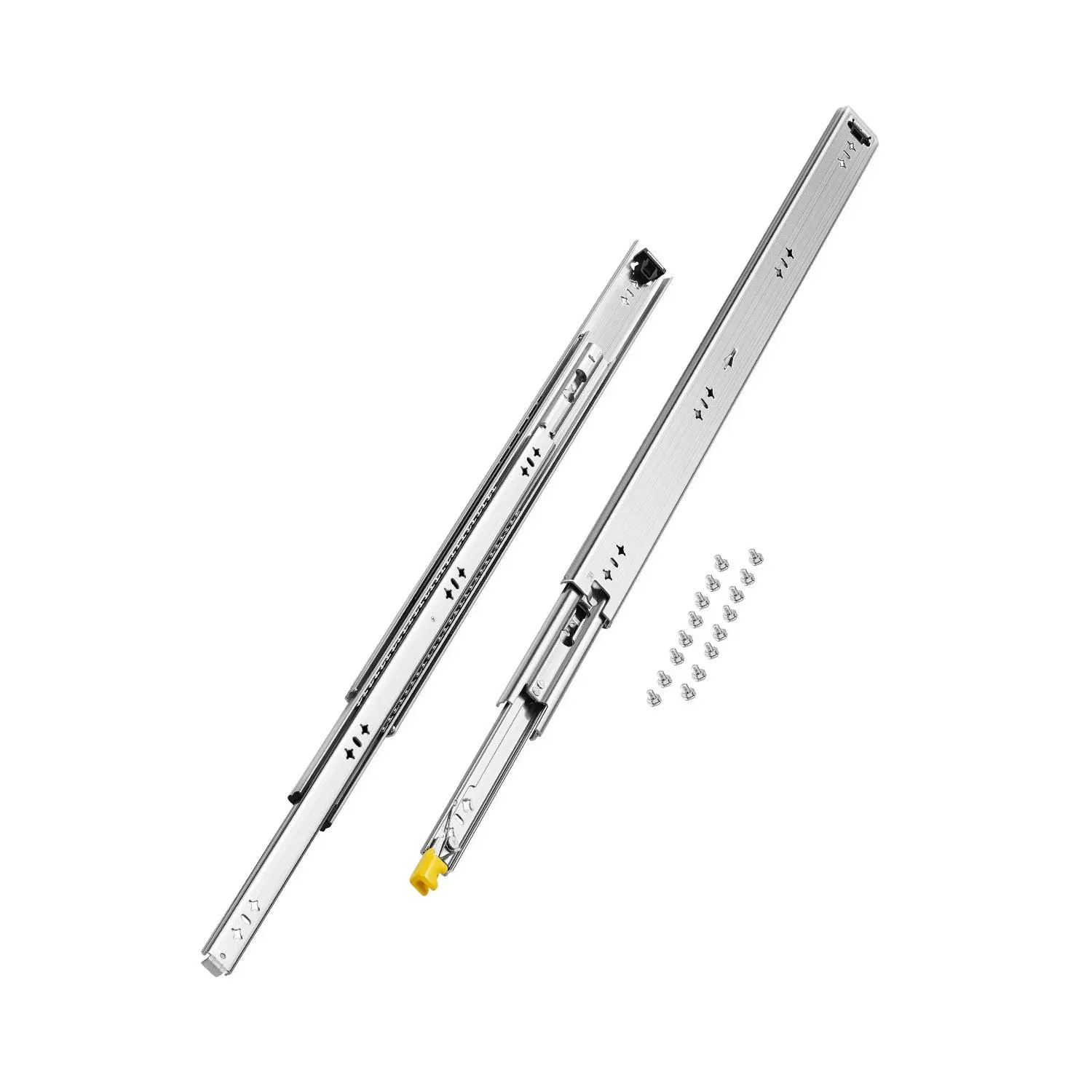 【Summerfinds】VEVOR Heavy Duty Locking System Metal Steel Pair Slides (1 Pair), 30 in, 250 lbs Load Capacity, Side Mount Ball Bearings, 3-Fold Full Extension, 30 x 2.09 x 0.77 inches, 5301/5301z-30, Versatile User-Friendly Design, Easy Quick Assembly