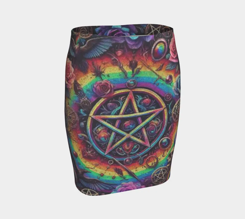 witchy rainbow pentagram  skirt