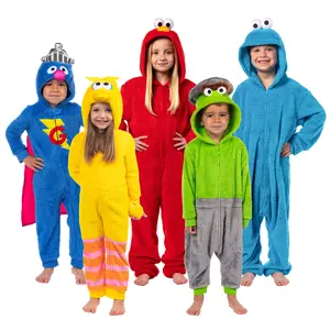 Sesame Street Kids' Character Union Suit Kigurumi Hooded One Piece Footless Fleece Pajama