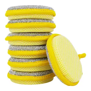 Round Sponge Scrubber, Kitchen Dish Cleaning Sponge, Non-Stick Oil Scrub Pad for Stove Cooktop, Double-Sided Soft Cleaning Sponge for Grease Stain Removal – For Home Kitchen Daily Use