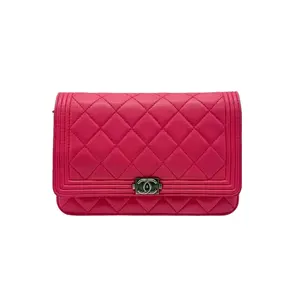 Pre-owned CHANEL Lambskin Shoulder Bags Quilted WOC with Silver Hardware (19***26) AN102