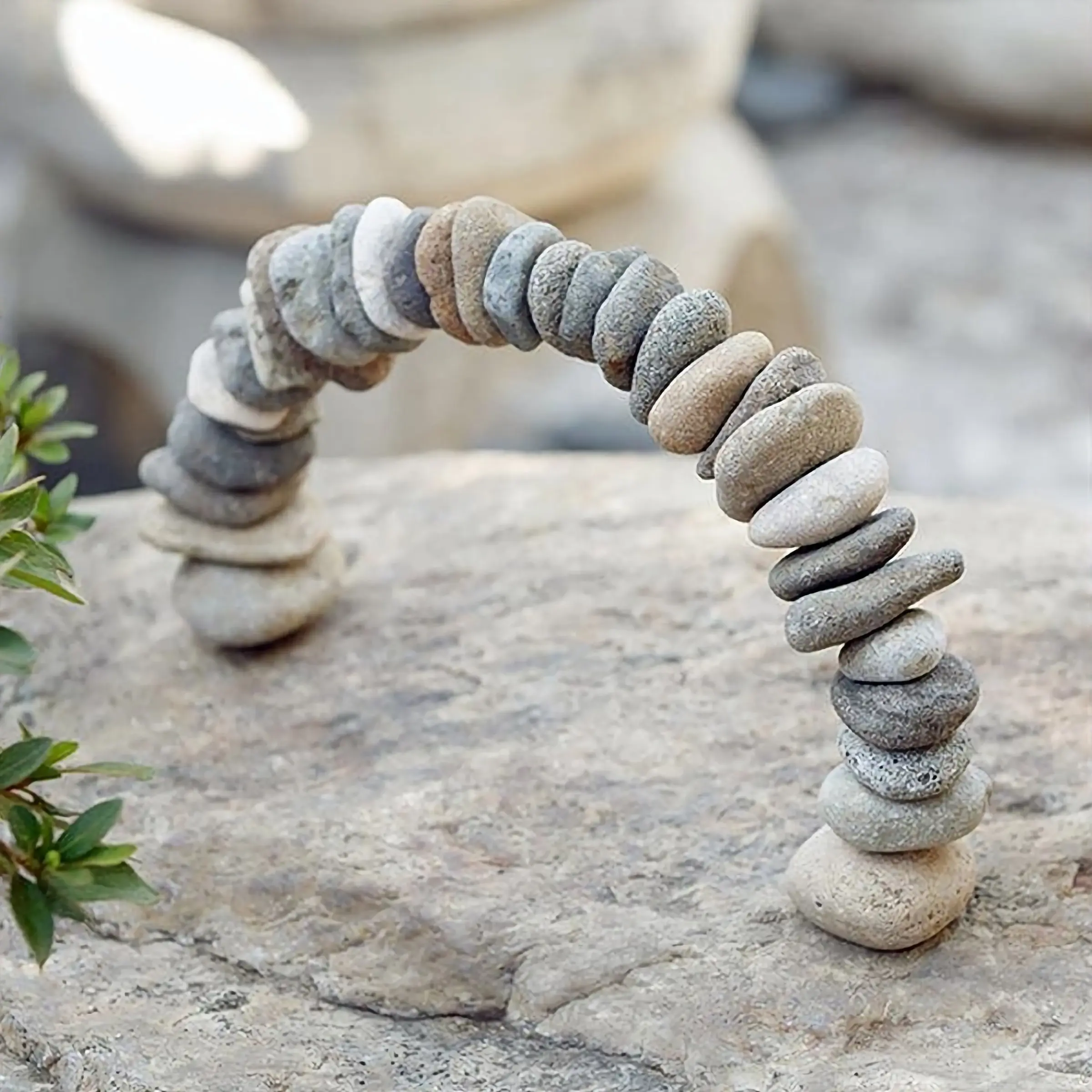 Serene Arch Stone Cairn Garden Sculpture