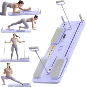 Portable 5-in-1 Pilates Reformer Board – Folding Home Gym Workout Set for Women, 300LB Capacity, Full Body Fitness Trainer (Purple)