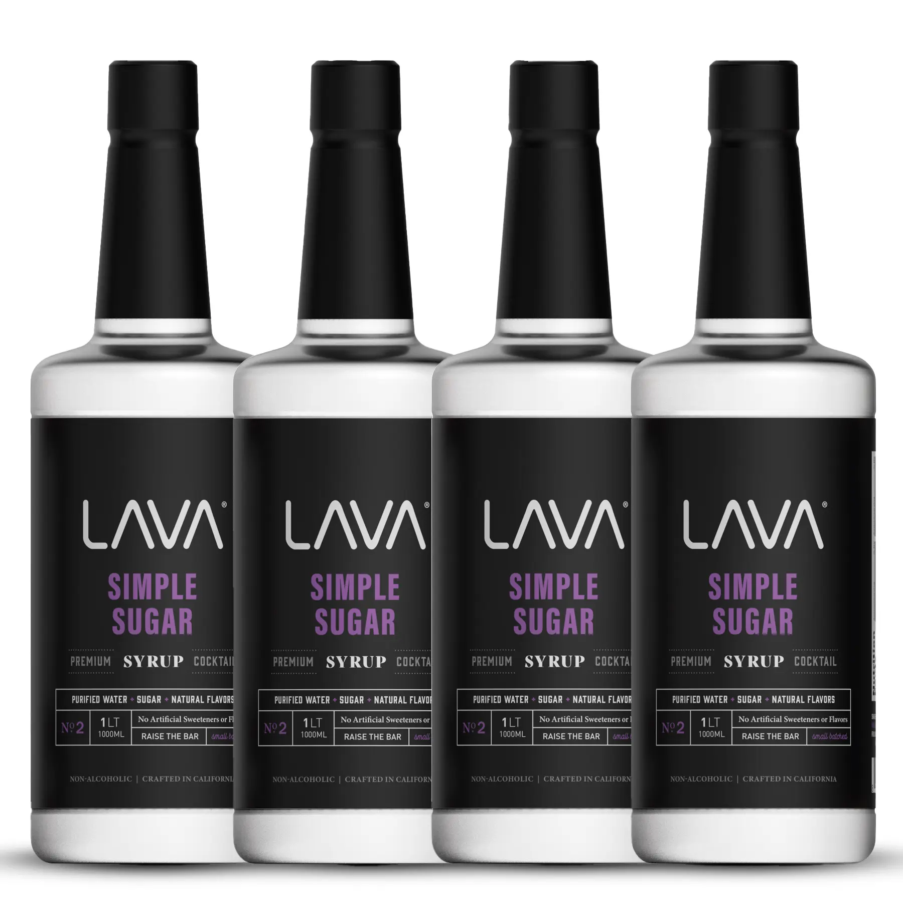 (4-Pack) LAVA Premium Simple Syrup, 33.8oz (1-Liter) Made with 100% Sugar, No Artificial Sweeteners, Flavors, or Colors. Beverage Drink Unflavored Sweetener