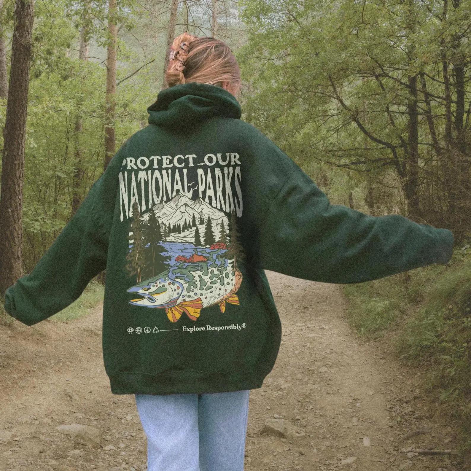 Double Sided Hoodie Protect Our National Parks Sweatshirt, Protect Our Parks Crewneck, Hiking Shirt, Camping Hoodie, Save the Planet Shirt