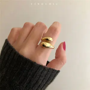 FindChic Teardrop Statement Rings Golden Adjustable Open Toe Ring Midi Finger Knuckle Ring Stackable Rings For Women Men Girlfriend Boyfriend