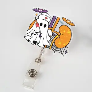 Halloween Dialysis Tech Badge Reel, Kidney Ghost Badge Clip, Dialysis Nurse Gift, Dialysis Tech Badge Reel