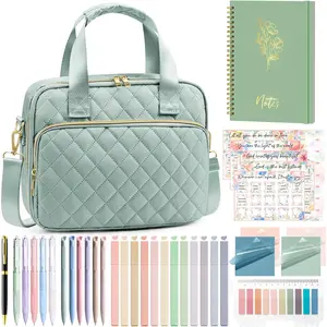 Cover Case for Women, Large  Bag  Study Supplies Accessories Journaling Kit with Highlighters Tabs, Quilted Book Carrying Cases with  Strap, Christmas Christian Gifts for Women