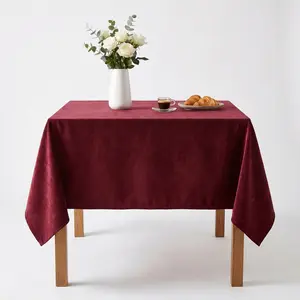 Chenille Crushed Velvet Tablecloth  Burgundy