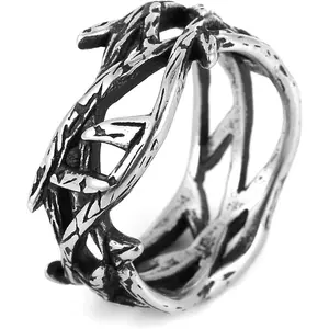 Jesus Crown of Thorns Ring for Men Gothic Stainless Steel Pinky Ring