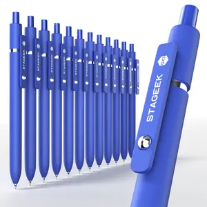 STAGEEK Blue Gel Pens GX3, 12Pcs Quick Dry Blue Ink Pens with 3 Extra Refills, Fine Point Retractable Smooth Writing Pens for Journaling, Office, Note Taking, School Supplies, Nurse Aesthetic(Blue)