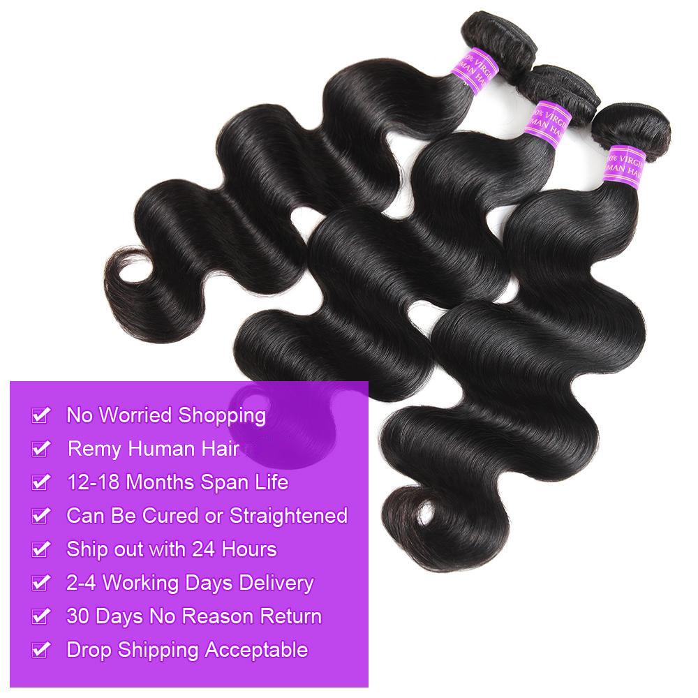 AMA Raw Body Wave Bundles 15A Grade Unprocessed Straight Human Hair Bundles With Closure 2x6 Inch Quick Weave Extensions SpringStatements