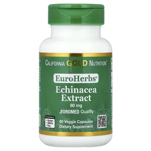 California Gold Nutrition EuroHerbs™, Echinacea Herb Extract, Euromed Quality, 80 mg, 60 Veggie Capsules