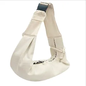 Dog Carrier Sling, Reversible Puppy Carrier Purse with Storage Pocket,  Sling Carrier for Small and Medium Pets Up to 15 lbs Travel Safety Harness, Pets Harness, Hand-Free Dog Sling Carrier for Carry Small Dogs and Cats,