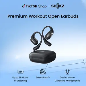 SHOKZ OpenFit - Open-Ear Wireless Bluetooth Headphones with Microphone, Sweat Resistant, Fast Charging,28HRS Playtime,Compatible with iPhone & Android