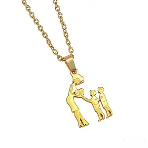 Stainless Steel Mom & Kids Necklace Mother With Children Family Pendant Jewelry Meaningful Gift For Mom Daughter Son
