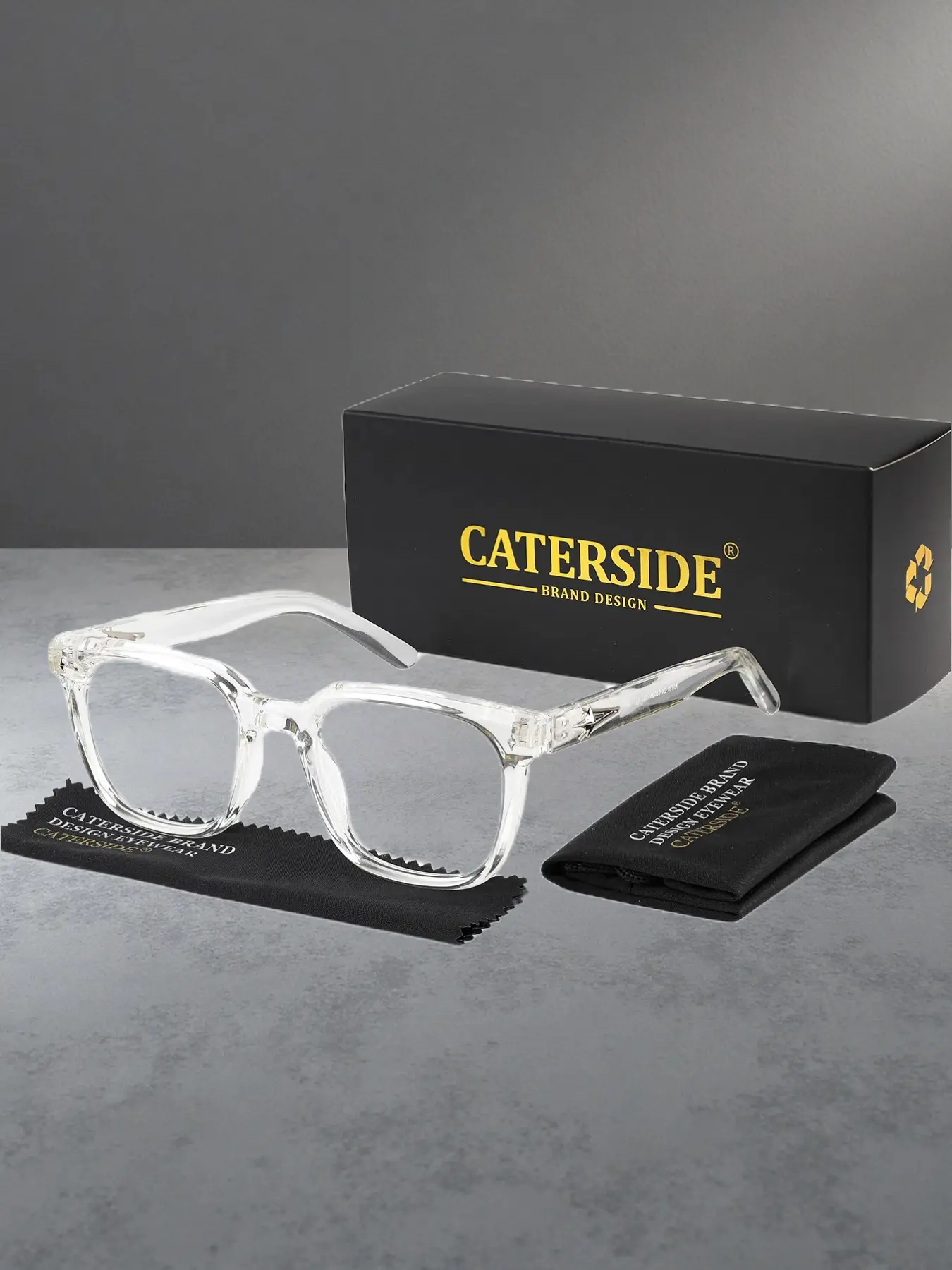 CATERSIDE Unisex Retro Tr90 Frame Anti-Blue Light Glasses, Casual Punk Style Eyewear for All Seasons, Perfect for Travel Beach Music Festivals, Stylish Protective Glasses Square Frames, Fashionable Frames Glasses