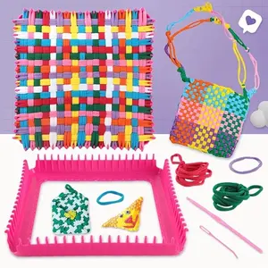 1 Set Weaving Loom Kit, Weaving Loom with Tool, DIY Potholder Loops Crafts, Multifunctional Loom Knitting Kit, Creative Weaving Loom Kit For Beginners