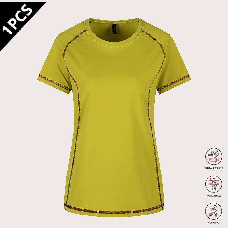 3-pack women’s quick-dry sports T-shirts — slim fit, figure-flattering short sleeves for yoga and running; stretchy, breathable crew neck athletic tops suitable for jogging, workouts, fitness, and yoga; women’s apparel