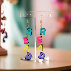 READ Letter Dangle Earrings, Colorful Back To School Jewelry