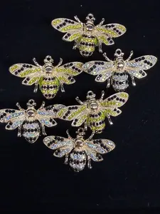 (307-308) 2PCS Rhinestone Bee Charms | Cute Insect Pendant for DIY Jewelry