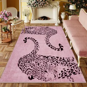 Leopard Print 5x7 Area Rugs for Living Room, Soft Washable Rugs for Bedroom Ultra-Thin Non-Slip Moden  Rug, Stain Resistant  Rug Carpet for  Playroom Classroom Dining Room