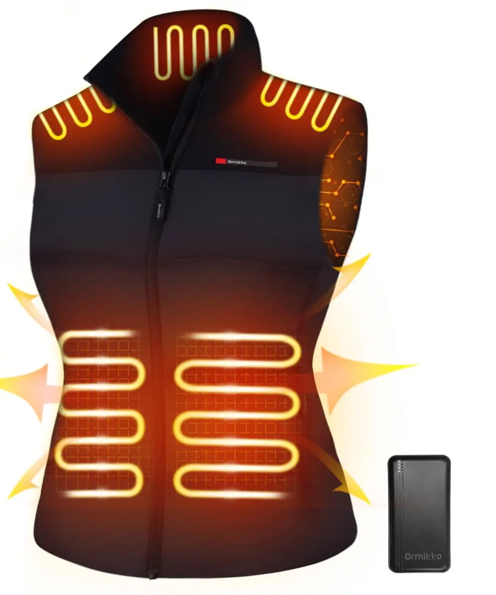 Orrnikko Women's Heated Vest - Stand Heated Collar,With 7.4V 16000mAh Battery Pack, Rechargeable Heated Vest Wome