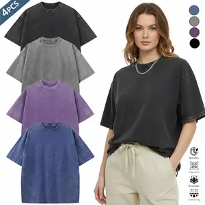 Women's Washed Vintage Oversized T-Shirt Baggy Workout Top 4 piece sets Short Sleeve  Cotton Streetwear, Retro Acid Wash Boyfriend Tee, Casual Drop Shoulder Athletic Tunic, Soft Breathable Aesthetic Gym ShirtAcid Unisex Tshirt
