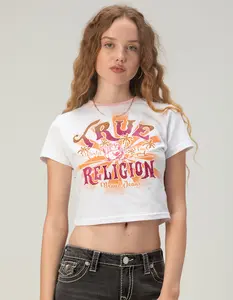 TRUE RELIGION Crystal Logo Womens Baby Tee