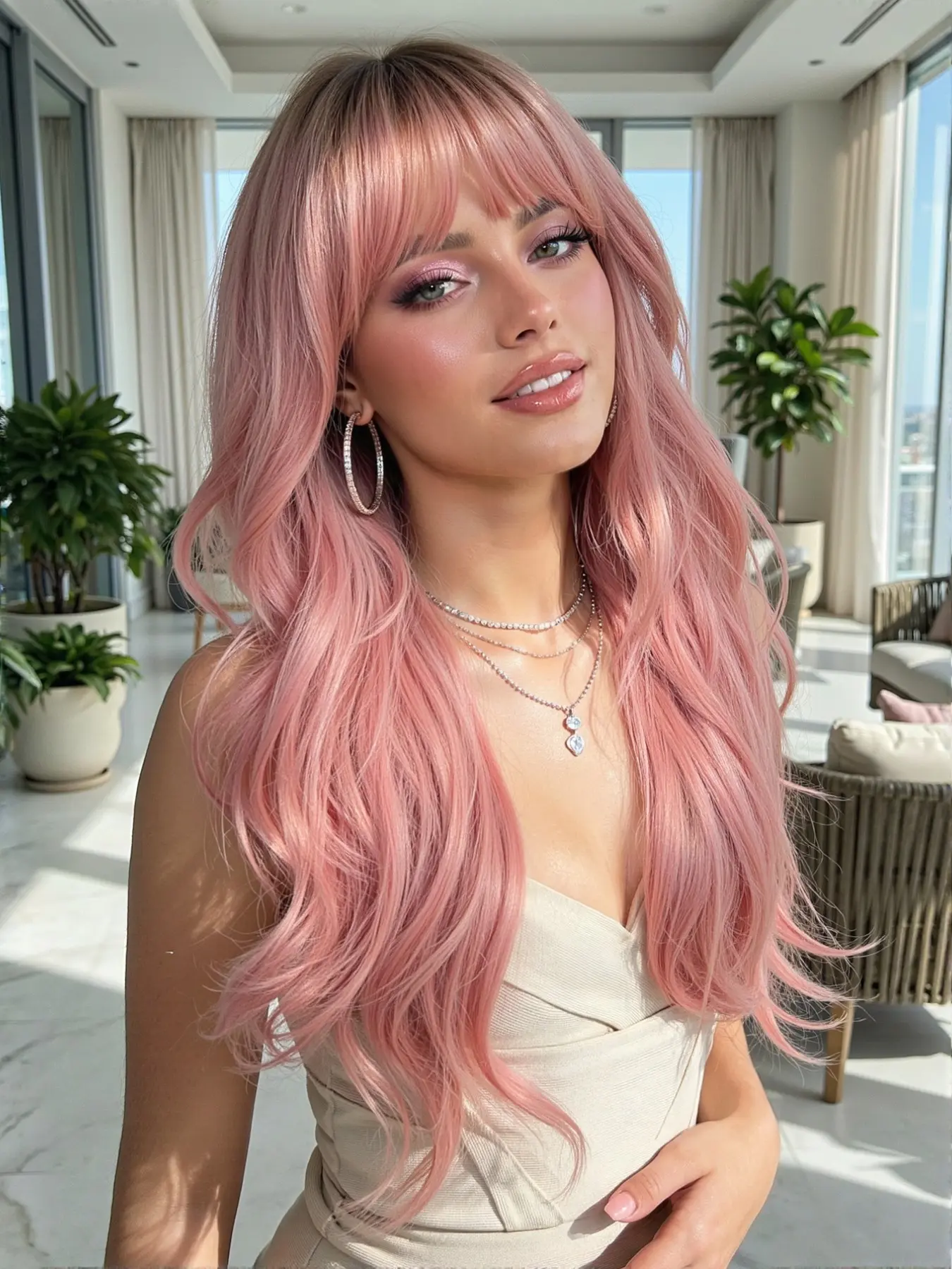Wig, 24 Inch Long Curly Hair, Gradient Root Natural Wave, High Temperature Resistant Fiber, Suitable for All Seasons, Heat Resistant Wigs, Synthetic Curly Wigs, Curled Wig