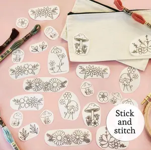 stick and stitch embroidery patterns,flowersand mushrooms  floral  embroidery patterns