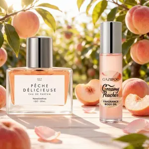 10ML+30ML Creamy Peach Body Oil, Roll-On Design, Quick Absorption, Non-Toxic, Ideal for Business, Dates, Parties, Exudes Confidence and Elegance, Fragrance Body Oil