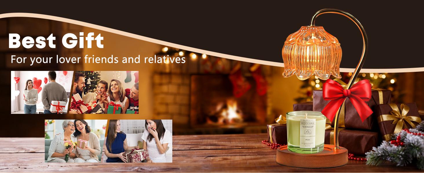 Flower Candle Warmer Lamp with Timer, Dimmable Candle Lamp Warmer, Mothers Day Birthday Gift for Women Her Mom, House Warming for New Home Decor, Lotus Wax Warmer for Yankee Candles