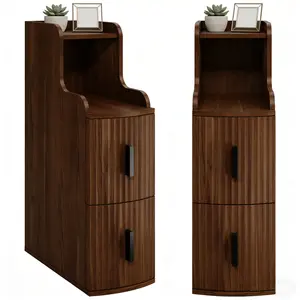 Set of 2 Nightstand with 2 Drawers &Open Shelf - Bedside Table End Table for Bedroom