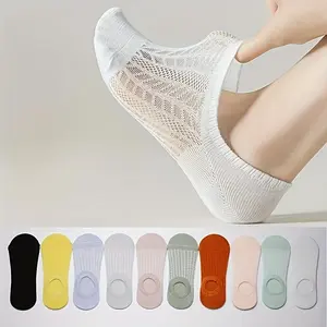 5 Pairs Women's Thin No-Show Boat Socks, Non-Slip Invisible Breathable Mesh Air-Conditioning Socks,All Seasons Womenswear Comfort Womenswear Comfort