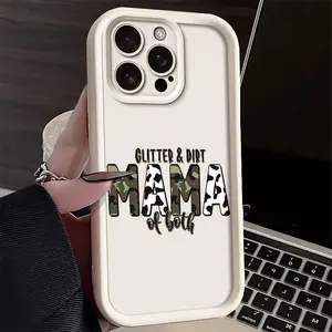 Featuring a Glitter Dirt Mama Design TPU Case for iPhone 17 Pro Max 16 16e 15 14 Plus 13 12 Mini 11 Air X XS Straight Edge Drop-Resistant Rugged Durable Cover Shell Gift 2D printing