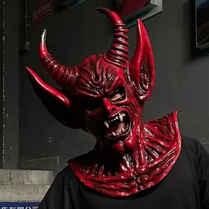 NewTerrorDevilHornMaskAdultUnisexEVARedDemonHelmetHorribleFullFaceMasksHalloweenCarnivalPartyCostumePropCustomizationtakes10days