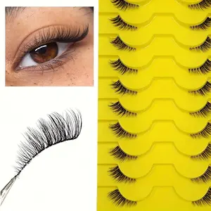 [Natural Half Lashes] 10 Soft, Daily and Natural Half Lashes | 3-5-9mm Fluffy Fox Style Eyelashes, Cat Eye False Eyelashes, Natural Eye Tail Extension Eyelashes, Suitable for Any Occasion, Suitable for Beginners