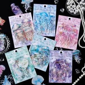30Pcs Jellyfish Stickers Aesthetic PET DIY Collage Junk Journal Decor Material Stickers for Phone Srapbooking Planner Stickers