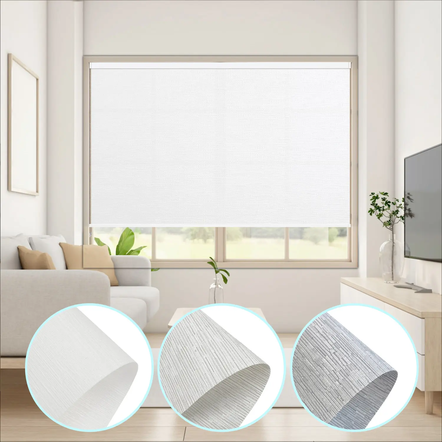 Roller Shades(44"-55" width) for Window, Light Filtering Fabric, Lift cord roller blinds for kitchen, living room, kids room, bathroom, home and office