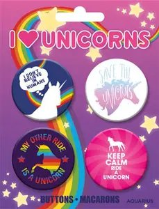 Unicorn Buttons 4-Pack - Assorted Colors, Unicorn Design, Perfect for Halloween and Celebrations