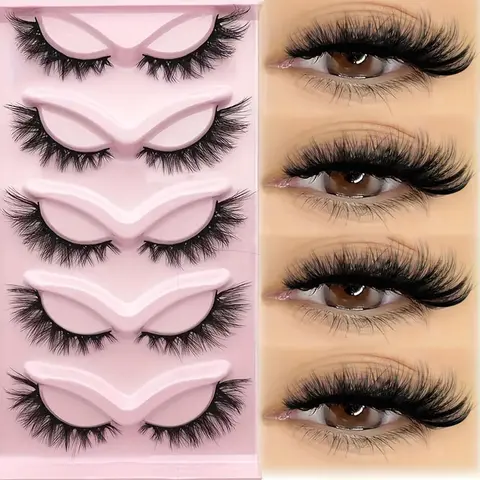 Cat Eye Lashes, 5 Pairs 20mm Eye End Lengthening Natural Lashes, Natural Cross Faux Cluster Lashes, False Eyelashes, Fluffy Lash Clusters