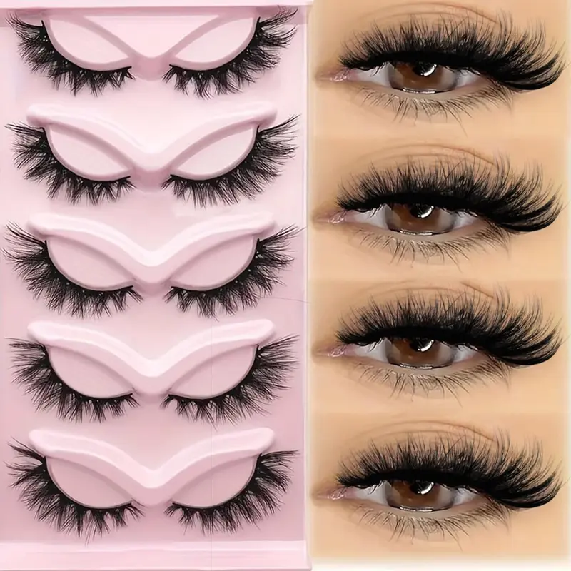 Cat Eye Lashes, 5 Pairs 20mm Eye End Lengthening Natural Lashes, Natural Cross Faux Cluster Lashes, False Eyelashes, Fluffy Lash Clusters