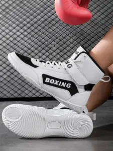 Men's Competition-Level Wrestling Training Shoes, High-Top Muay Thai Boxing Training Shoes, Fitness Sanda Shoes, Ankle Reinforcement, Support, Anti-Slip Grip Tread, Durable, Suitable for Professional Wrestlers and Combat Sports Enthusiasts