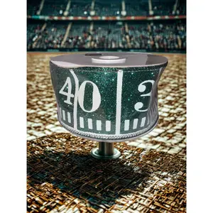 2.5" Glitter Football Yardline Pattern Ribbon 10-yard roll