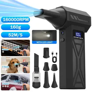 2026 Powerful Turbo Fan, Mini Portable Jet Fan, Jet Fan 160,000 RPM High Speed Spinning, Type-C Rechargeable Clear Fan for Cars, Computers, Keyboards and Lenses